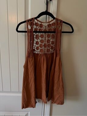 EARTHBOUND Crochet-Back Camisole in Rust Brown